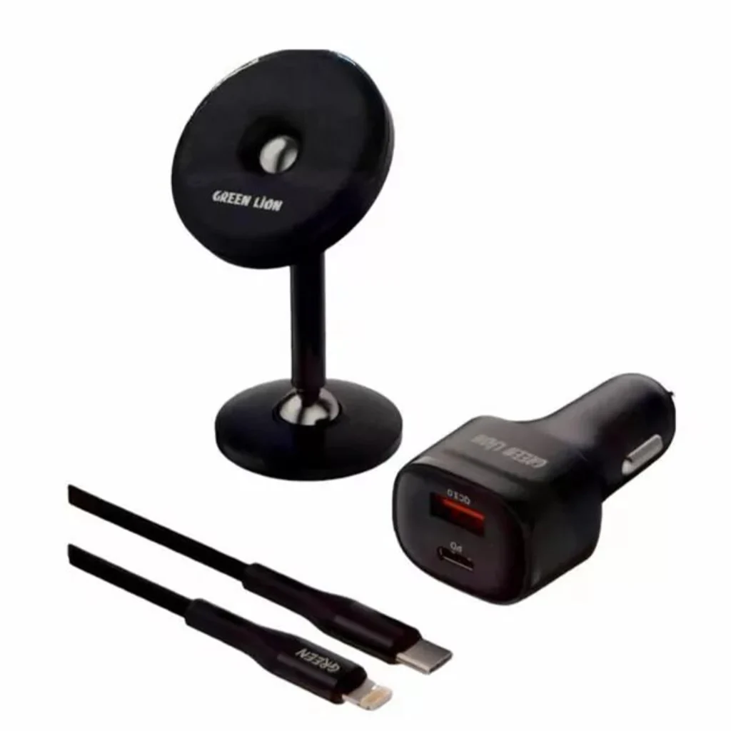 Green 3 in 1 Combo Magnetic Holder with Car Charger 20W