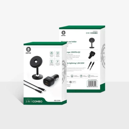 Green 3 in 1 Combo Magnetic Holder with Car Charger 20W
